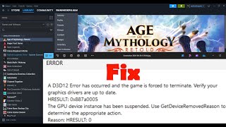 Fix Age of Mythology Retold Error A D3D12 Error Has Occurred Verify Graphics Drivers Are Up To Date [upl. by Lidaa]