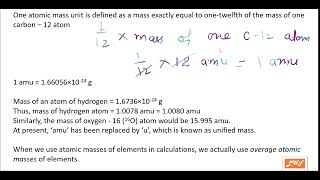 What is 1 AMU Atomic Mass Unit Unified Mass Class  11 Class  9 Chemistry [upl. by Ledba325]