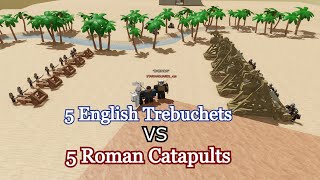 Age Of Warfare 2 5 English Trebuchets Vs 5 Roman Catapults [upl. by Yenruogis390]