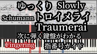 トロイメライ シューマン ゆっくり ガイドする指番号とドレミ付楽譜 SchumannTraumerai Kinderszenen7Op15 Slow Piano Tutorial [upl. by Guenzi]