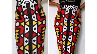 DIY  COMMENT COUDRE UNE JUPE DROITE LA JUPE CRAYON EN WAX ankara pencil skirt [upl. by Hnah843]