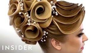 Hairstylist Does Unbelievable Designs With Hair [upl. by Inwat784]