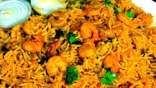 PRAWNS BIRYANI COOKING in PRESSURE COOKER shrimp biryani recipe SPICY PRAWNS BIRYANI [upl. by Reld]