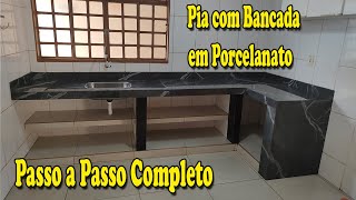 Pia com Bancada em Porcelanato  Reforma da Cozinha [upl. by Chadwick482]