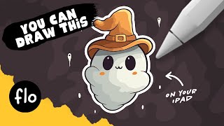 You Can Draw This Cute Ghost in PROCREATE  Step by Step Procreate Halloween Tutorial [upl. by Aretse]