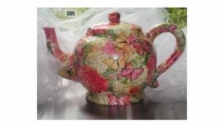 Ceramic Teapot Tutorial Decoupage Punch Studio Napkins [upl. by Cthrine]