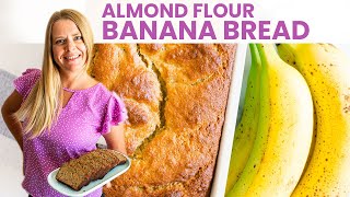 ALMOND FLOUR BANANA BREAD RECIPE  paleo friendly gluten free refined sugar free [upl. by Vitek]