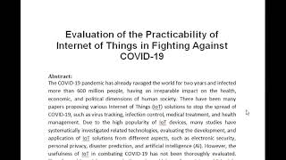 Evaluation of the Practicability of Internet of Things in Fighting Against COVID 19 [upl. by Latsirk]