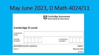 May June 2023 D Math 4042 11 Solution by Ferhan Mazher [upl. by Inglebert381]