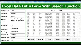 How to Create Excel VBA Data Entry Form With Search Function using Userform  Full Tutorial [upl. by Ahsekram]