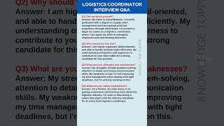 Logistics Coordinator Interview Questions and Answers [upl. by Aicilic]