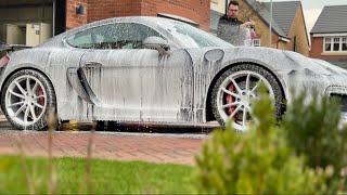 Porsche Cayman GT4  Foam Wash  Auto Detailing  4K [upl. by Shriner550]