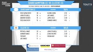 Bristol amp District CA  The Tony Hitch Knockout Cup  Shirehampton CC 1st XI v Cleeve CC 1st XI [upl. by Aerdnas146]