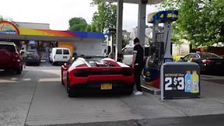 Lamborghini Huracan Spyder LP5802 RWD at Gas Station  Acceleration amp Overrun [upl. by Messere146]