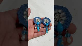 How to make earrings from jeans design diy  jewellery shorts [upl. by Dorrej976]