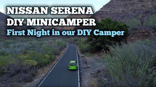 First Night in our Van  Mini Camper Van Conversion in Gran Canaria  Nissan Serena Minivan E8 [upl. by Suhcnip]