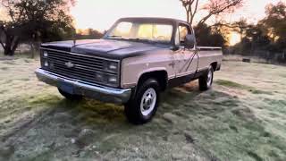 1984 Chevy C20 IDLE WALKAROUND [upl. by Aneele]