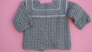 Chambrita  saquito o jersey a crochet 1ª puesta 2ª parte tutorial [upl. by Atokad]