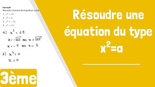 Comment résoudre une équation de la forme x²a [upl. by Attiuqihc]