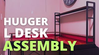 Huuger L Shaped Gaming Desk with LED Lights amp Power Outlets Assembly  Lateefa 88quot L Shaped Desk LED [upl. by Togram]