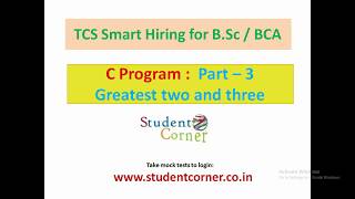 TCS Smart Hiring for BSc and BCA programming ability test part 3 Greatest [upl. by Castorina967]