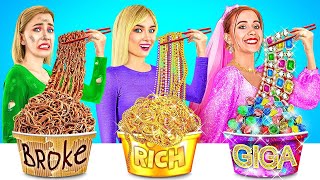 BROKE vs RICH vs GIG RICH COOKING CHALLENGE  Eating 10000 Food Kitchen Hacks by 123 GO FOOD [upl. by Giles178]