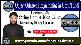 Lecture25 Binary Operator Comparison Operator Overloading for String Data in UrduHindi [upl. by Galliett]