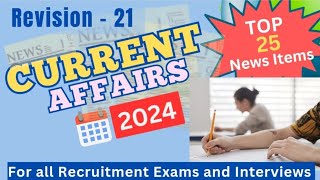 Current Affairs Revision  2024  MOST IMPORTANT MCQS FOR ALL EXAMS AND INTERVIEWS [upl. by Mell]