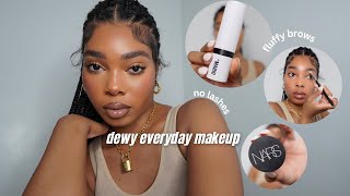 GRWM Dewy Makeup Tutorial for Black Women  Everyday Makeup Brown Skin [upl. by Latoniah]