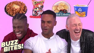 The Cast of quotEmily In Parisquot Tries American Foods  Buzz Bites [upl. by Stutsman]