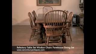 Refectory Table Set Windsor Chairs Farmhouse Dining Set [upl. by Brent]