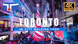 Toronto Eatons Centre Christmas Snow  4K Walking Tour 4K Ultra HDR60fps [upl. by Ordisy739]