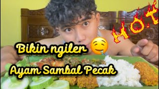 ASMR MAKAN AYAM SAMBAL PECAK TEMPE GORENG LALAPAN CEMPOKAK [upl. by Clari304]