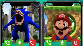 MARIO VS SONIC CALL BATTLE Sonic scared Mario mario sonic called call [upl. by Lac]