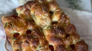 Bubbly sourdough focaccia Big bubble no knead sourdough focaccia Easy focaccia recipe [upl. by Abisia]