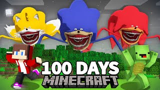 How Mikey and JJ Survive 100 Days From ALL THE SONIC TAPES and AMY ROSE TAPES Minecraft  Maizen [upl. by Laundes]