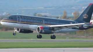 HD Royal Jordanian Airbus A319 landing at GenevaGVALSGG [upl. by Ecnaralc903]