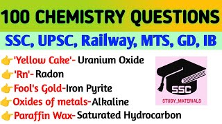 Chemistry Top 100 Questions I Part3 I General Science I GK I By SSC STUDY MATERIALS I For All Exam [upl. by Naynek]