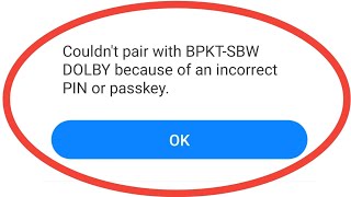 Couldnt Pair With Bluetooth Because Of Incorrect Pin Or Passkey [upl. by Bradski941]