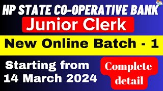 HPSCB Jr Clerk recruitment 2024  Online Batch 1  Starting on 14 Mar 2024  Syllabus amp Pattern [upl. by Sadiras941]