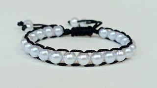 Diy macrame bracelet  How to make beaded macrame bracelet  Macrame bracelet tutorial [upl. by Einaffets]