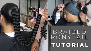 MY TECHNIQUES SLEEK MID BACK BRAIDED PONYTAIL NATURAL HAIR TO SLEEK iamroxybennett Ponytails [upl. by Seuqcaj844]