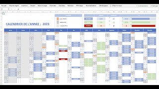 Créer un calendrier dynamique annuel 2 complexe mais complet  Tuto Excel [upl. by Chuah]