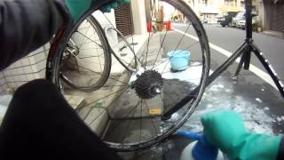 How to clean the drivetrain  chain and gears  on your road bike [upl. by Aihsenor]