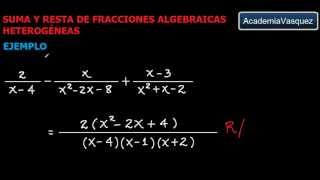 Suma y Resta de Fracciones Algebraicas Heterogéneas [upl. by Okime]