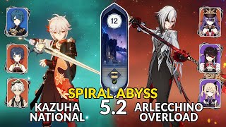 New 52 Spiral Abyss│Kazuha National amp Arlecchino Overload  Genshin Impact Floor 12 [upl. by Boot798]