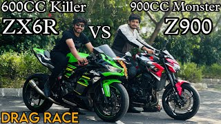 KAWASAKI ZX6R VS KAWASAKI Z900600CC killer🔥VS 900cc Naked Beast😈 [upl. by Marchall]