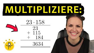 Schriftliche MULTIPLIKATION mit großen Zahlen – Schriftlich multiplizieren mit Übertrag [upl. by Aihseyt55]