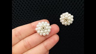 Beaded Stud Earrings  How to make Beaded Earrings  DIY Stud [upl. by Naujahs]