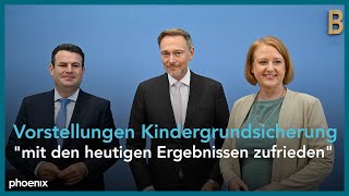 Kindergrundsicherung Lisa Paus Christian Lindner und Hubertus Heil zur Einigung am 280823 [upl. by Manolo]